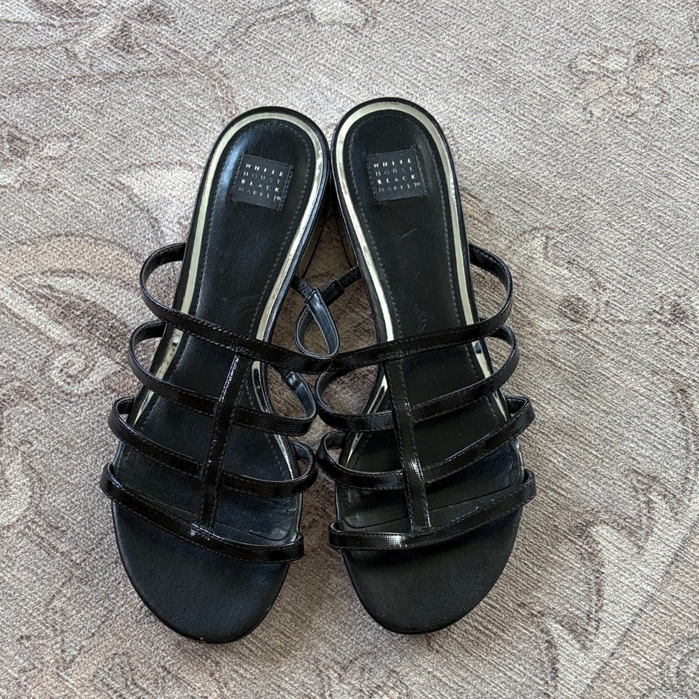 White House Black Market Black Multi-Strap Slide Sandals